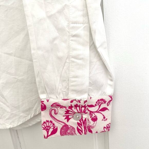 Roller Rabbit Aitona Long Sleeve Collar Poplin Button Down White Print Shirt XS - Picture 7 of 8